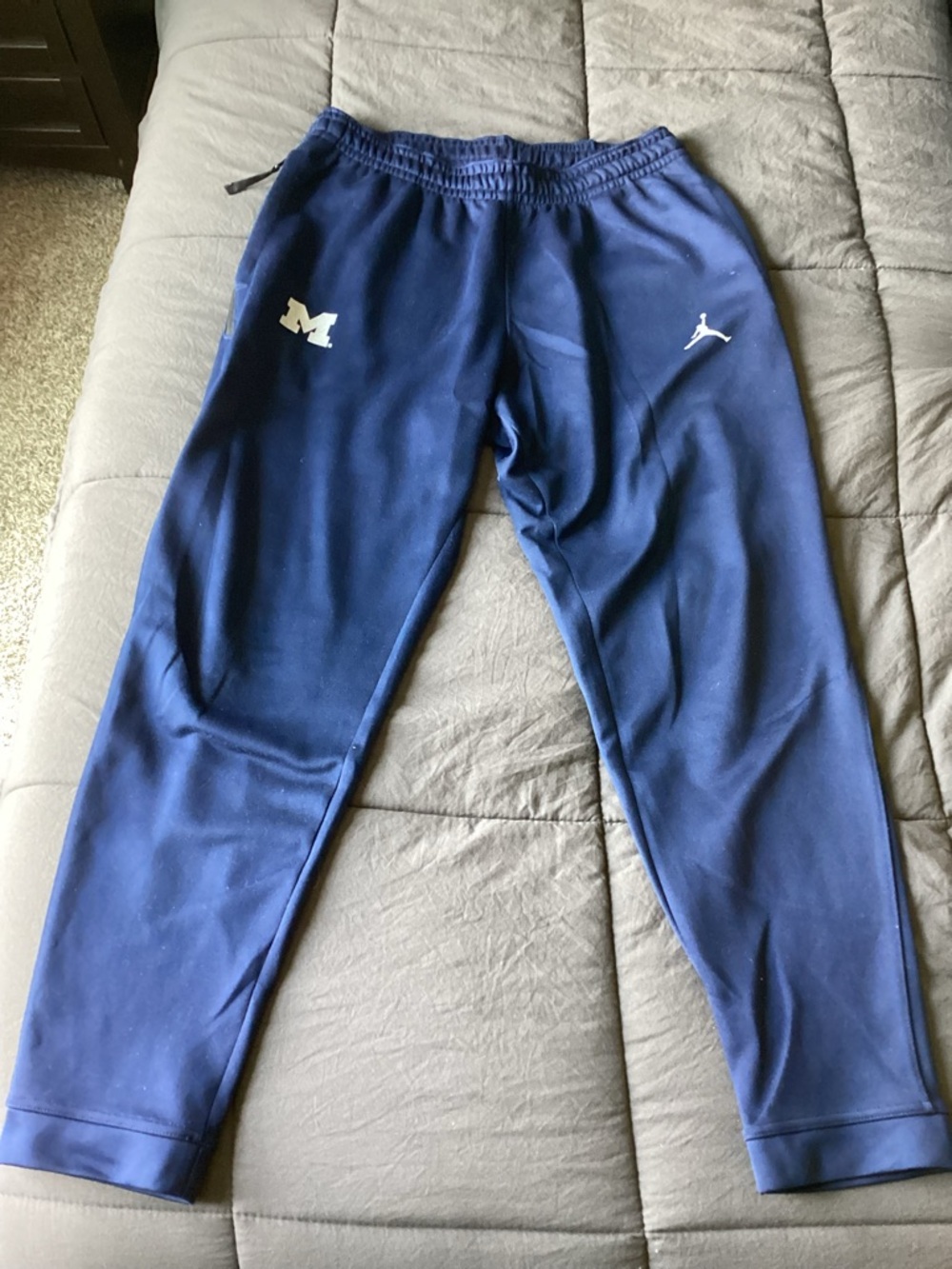 Michigan Jordan Navy Sweatpants with Silver M logo